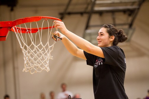 Tugce Canitez cuts the net following the GSAC championship.