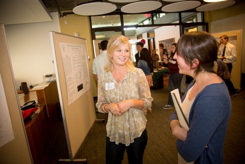 Cory Burns-Harrison, who graduated in 2013 with a degree in psychology, explains her research