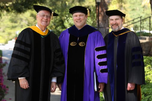 David Winter with President Gayle D. Beebe and former president Stan Gaede at Beebe’s inauguration in 2008