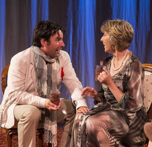 Lopakhin (Mitchell Thomas) and Lyubov Andreevna (Victoria Finlayson) in "The Cherry Orchard" (photo by David Bazemore)