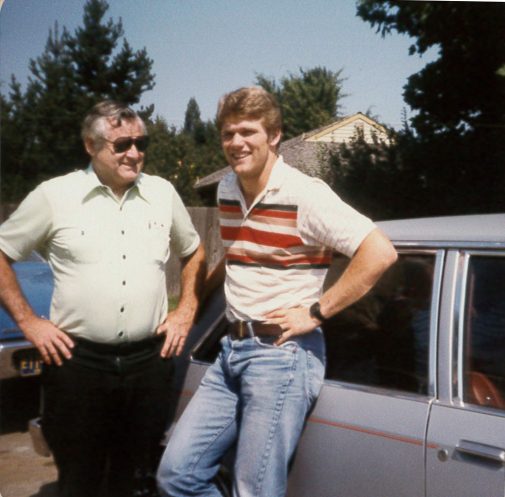 Gayle poses with his father before leaving for Westmont 