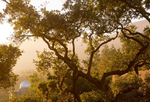 The Westmont Observatory shrouded by oak trees is open for public viewing of the stars with the Keck telescope