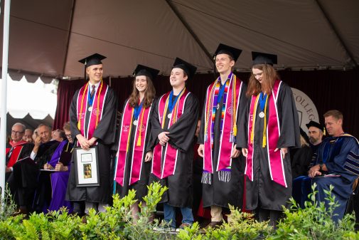 Faculty Scholarship Award Winners Kyle Hansen, Natelli Cripe, Matthew Coffman, Noel Hilst and Ana Bulger