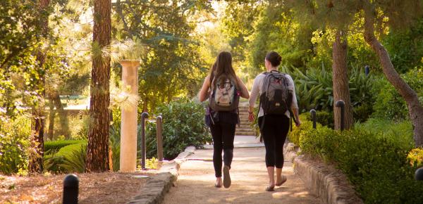 students walking on campus 